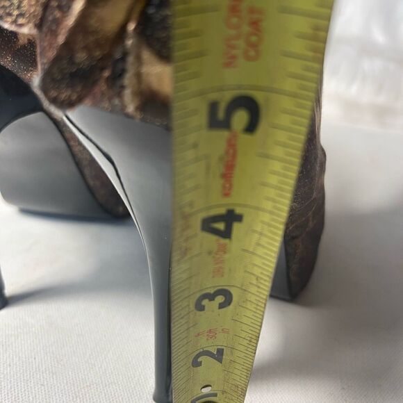 Women leopard prints ankle heels boots side zipper back bow size 9M - Picture 6 of 9